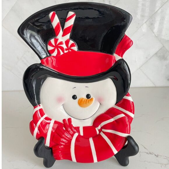 Fitz and Floyd Winter Snowman Canape Plate "Sugar Coated Christmas" 10" EUC - Picture 6 of 6